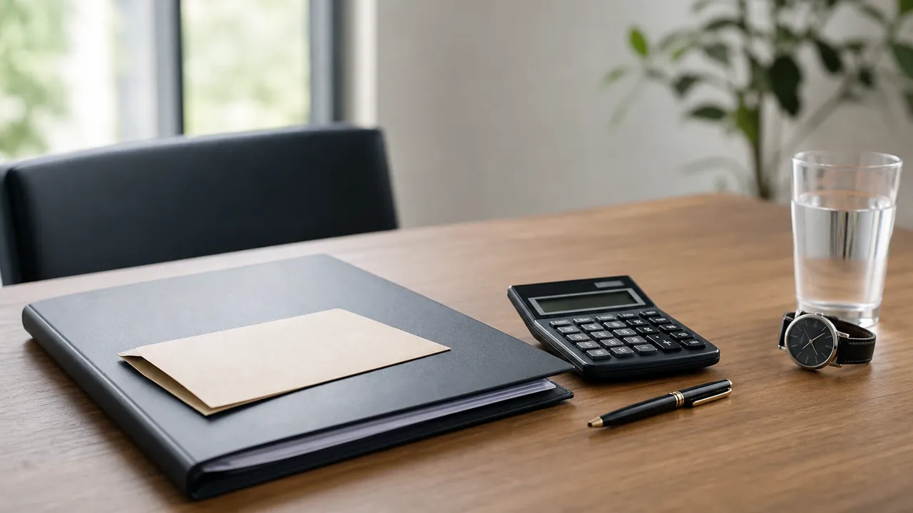 Personne examinant des documents d'assurance vie et un dossier de succession sur une table