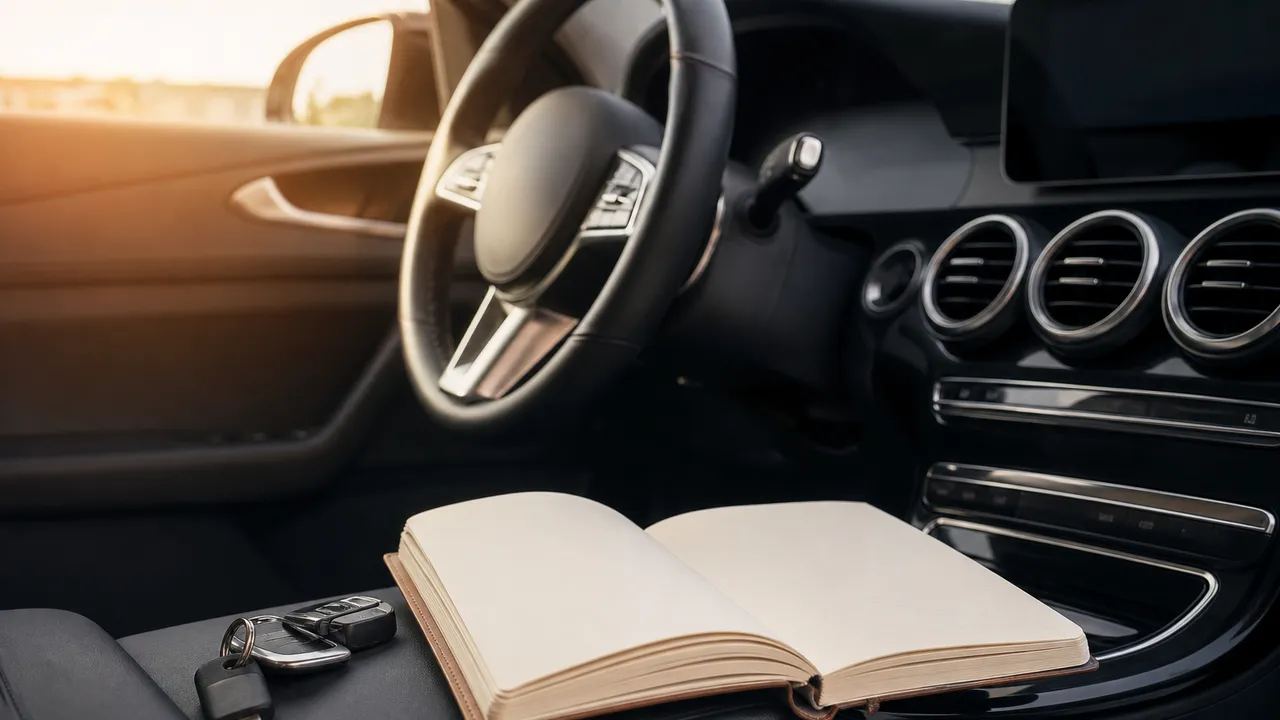 Permis de conduire posé sur un tableau de bord de voiture, symbole du solde de points et des infractions au code de la route