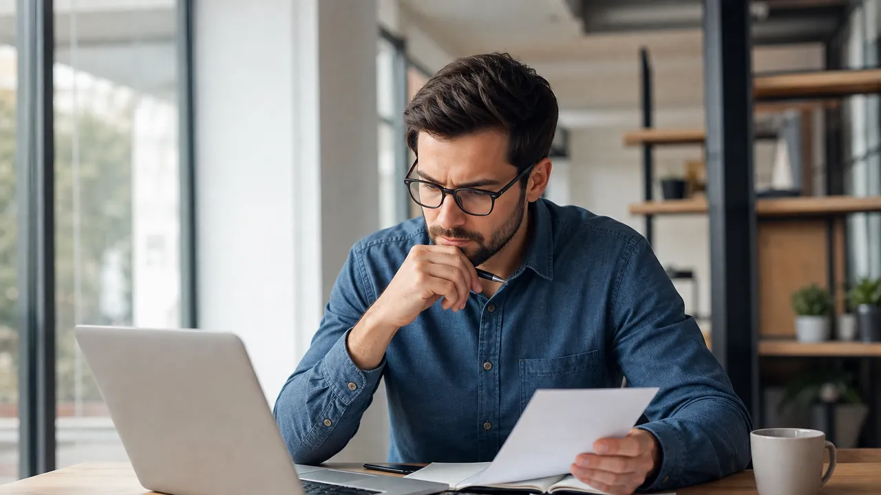 Bureau de travailleur indépendant avec calculatrice, relevés bancaires et documents de prêt immobilier