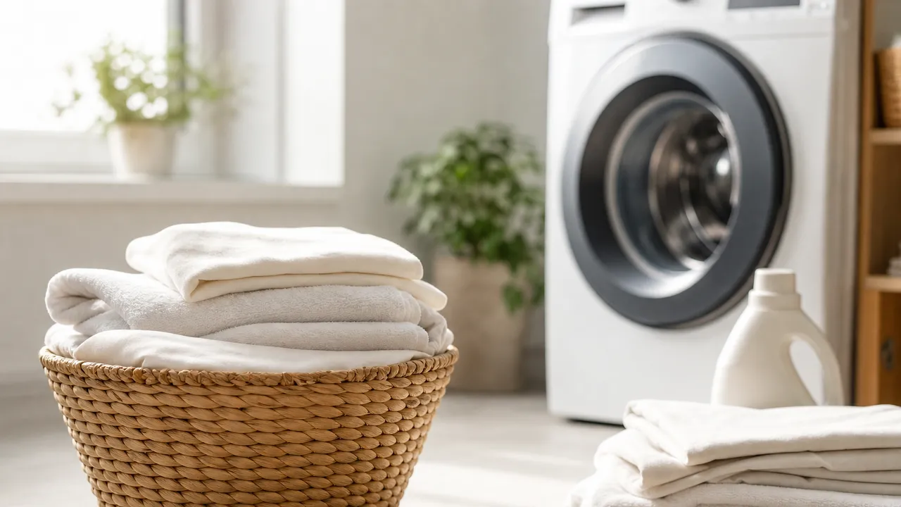 Linge blanc jauni étendu à côté de linge blanc éclatant