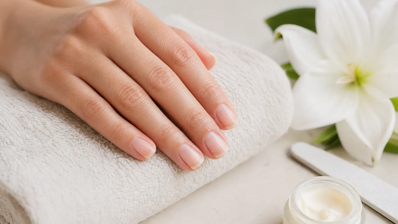 Gros plan sur une main avec des ongles présentant de fines stries verticales