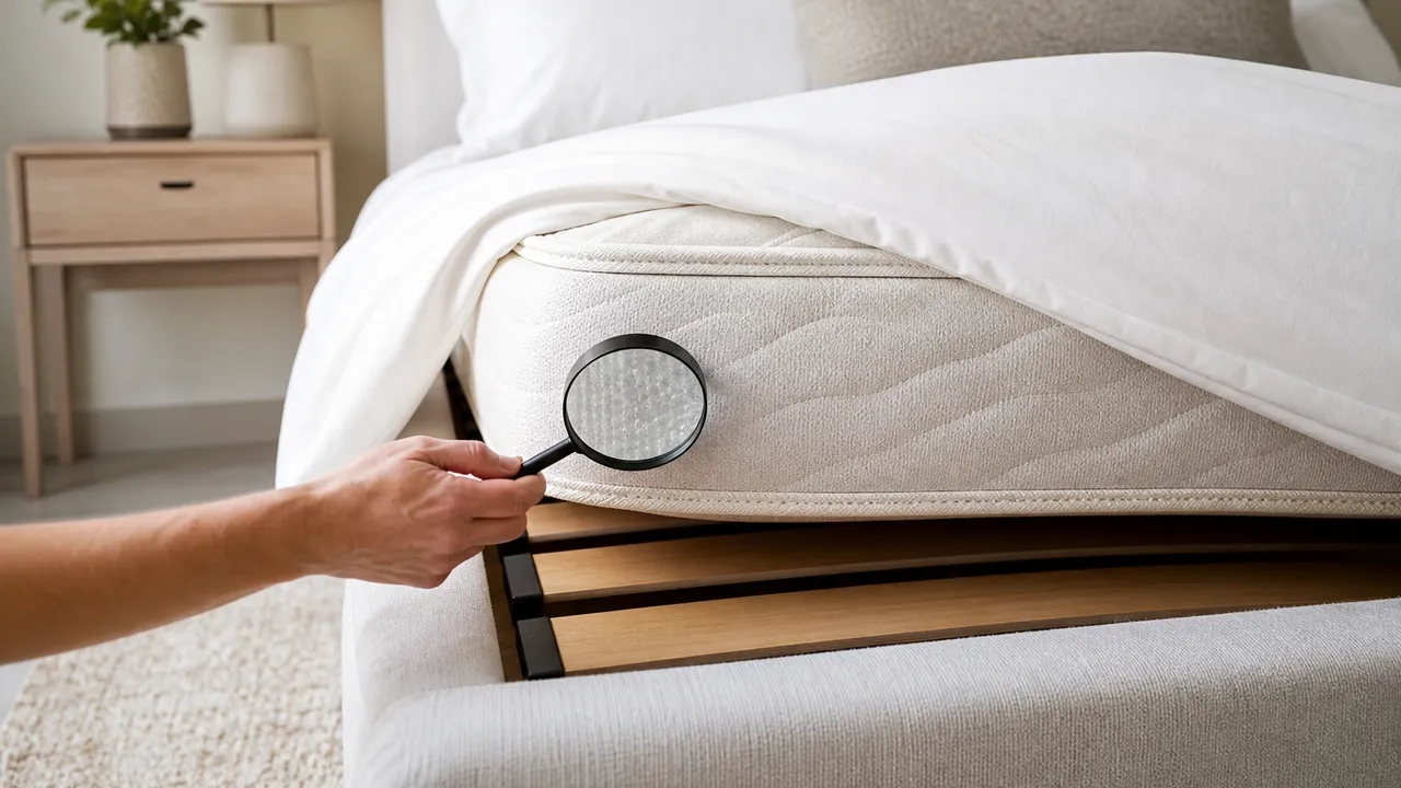Matelas et sommier examinés de près à la recherche de punaises de lit