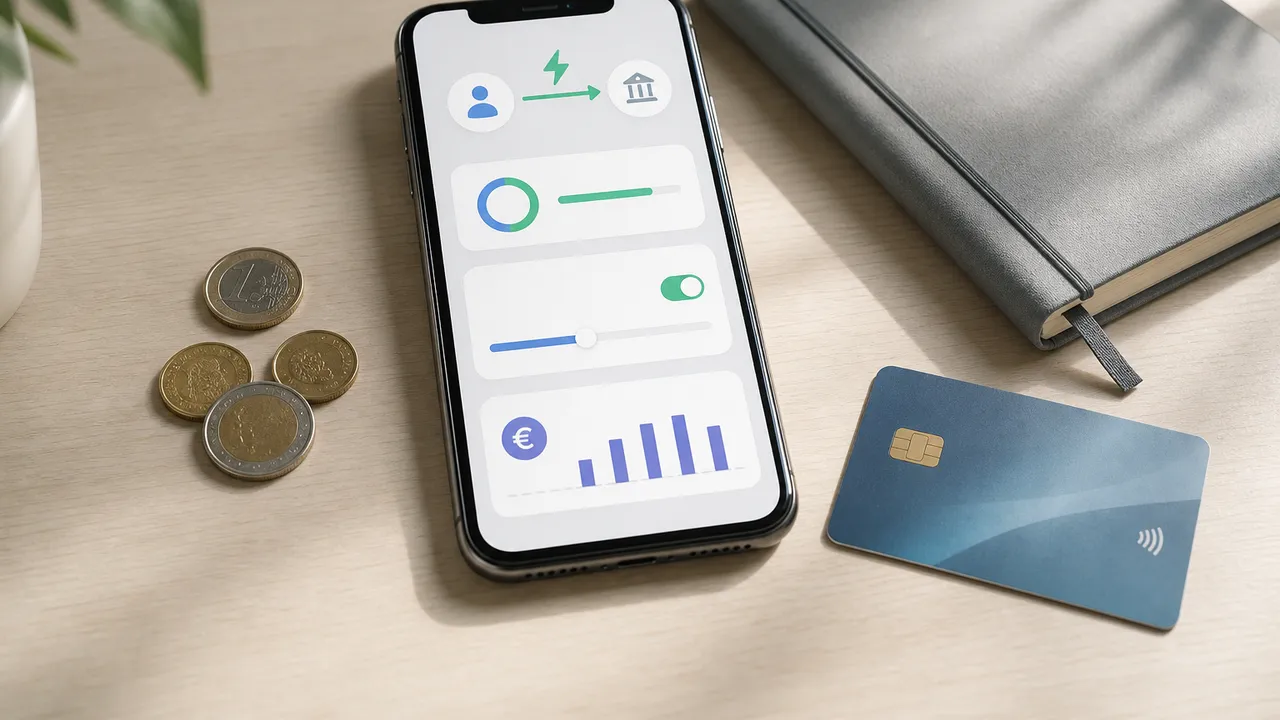 Personne effectuant un virement bancaire instantané depuis son smartphone